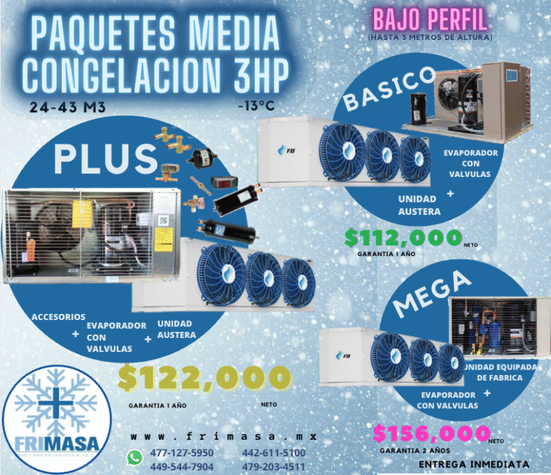 PAQUETES MEDIA CONGELACION 3HP BAJO PERFIL